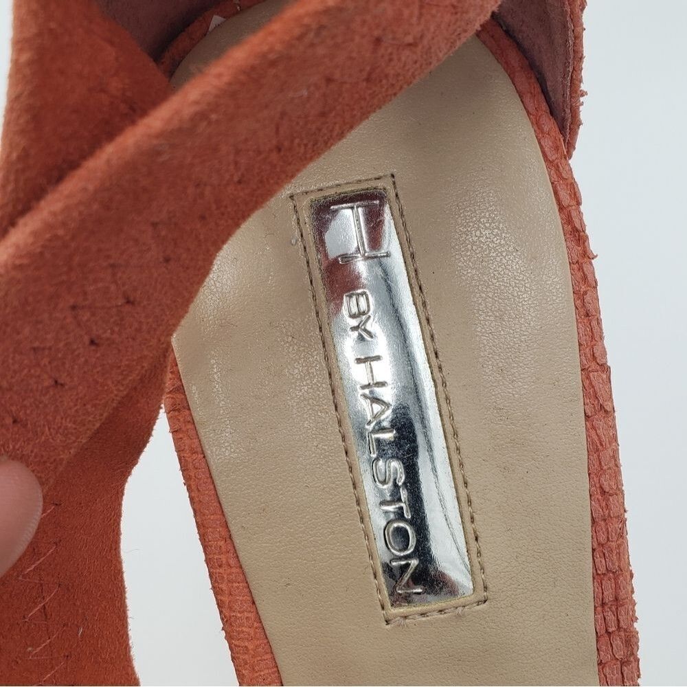 Halston Orange Espadrille Platform Pumps Size 10 - Picture 10 of 15